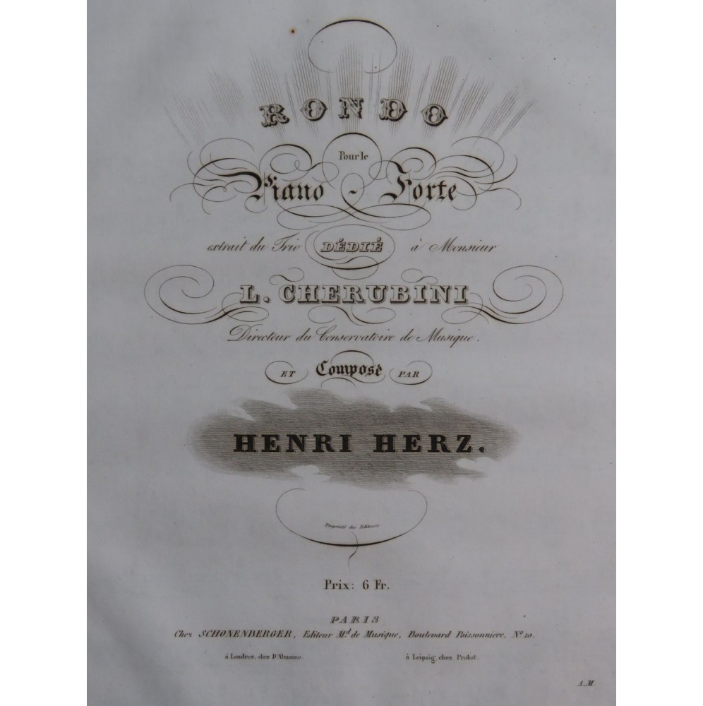 HERZ Henri Rondo extrait du Trio Piano ca1830