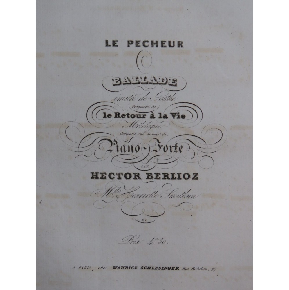 BERLIOZ Hector Le Pecheur Chant Piano ca1833