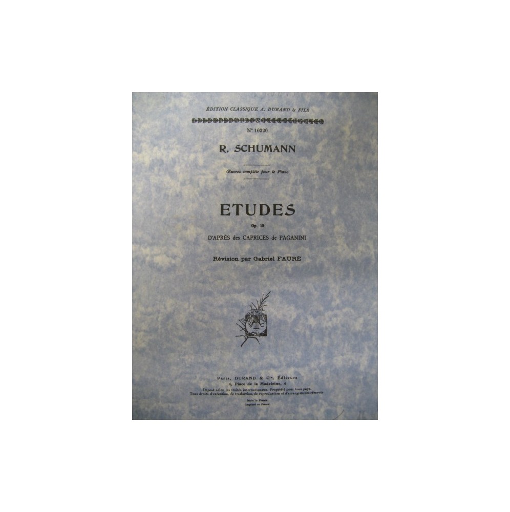 SCHUMANN Robert Etude op 10 Piano 1950