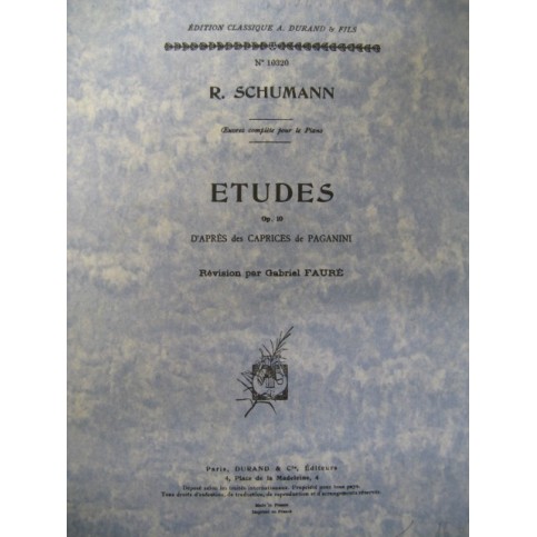 SCHUMANN Robert Etude op 10 Piano 1950