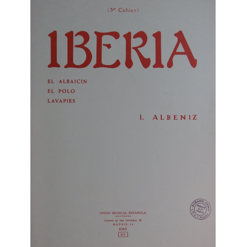 ALBENIZ Isaac Iberia Cahier No 3 Piano 1978