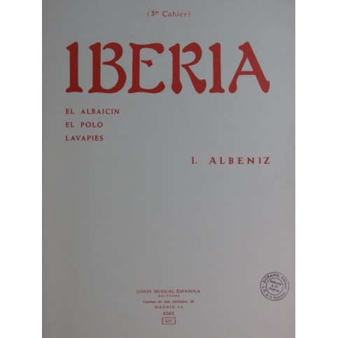 ALBENIZ Isaac Iberia Cahier No 3 Piano 1978