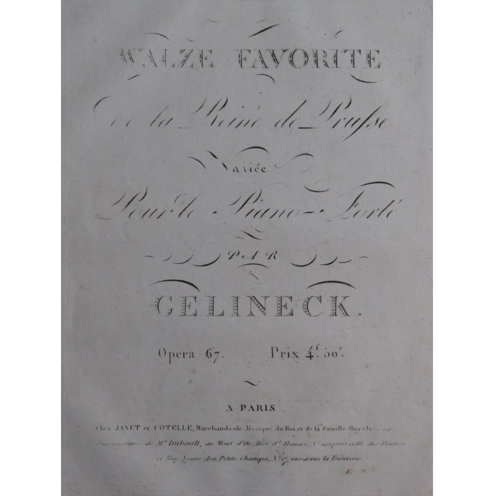 GELINEK Joseph Valse Favorite Reine de Prusse op 67  Piano ca1815