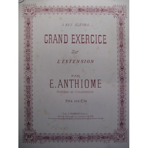 ANTHIOME Eugène Exercice sur l'Extension Piano