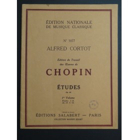 CHOPIN Frédéric Études op 25 1er Volume Alfred Cortot Piano 1943