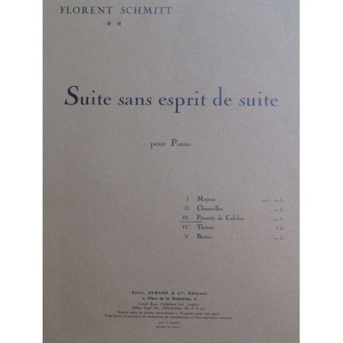 SCHMITT Florent Pécorée de Calabre Piano 1939