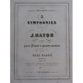 HAYDN Joseph Symphonie No 3 Piano 4 mains ca1845