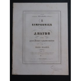 HAYDN Joseph Symphonie No 3 Piano 4 mains ca1845