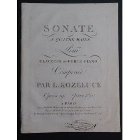 KOZELUCH Leopold Sonate op 19 Piano 4 mains ca1815