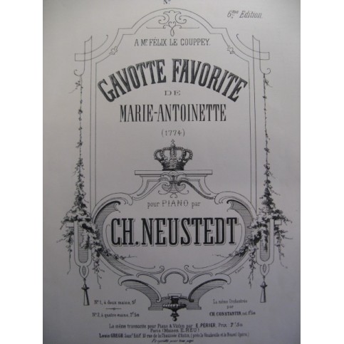 NEUSTEDT Charles Gavotte favorite Piano XIXe