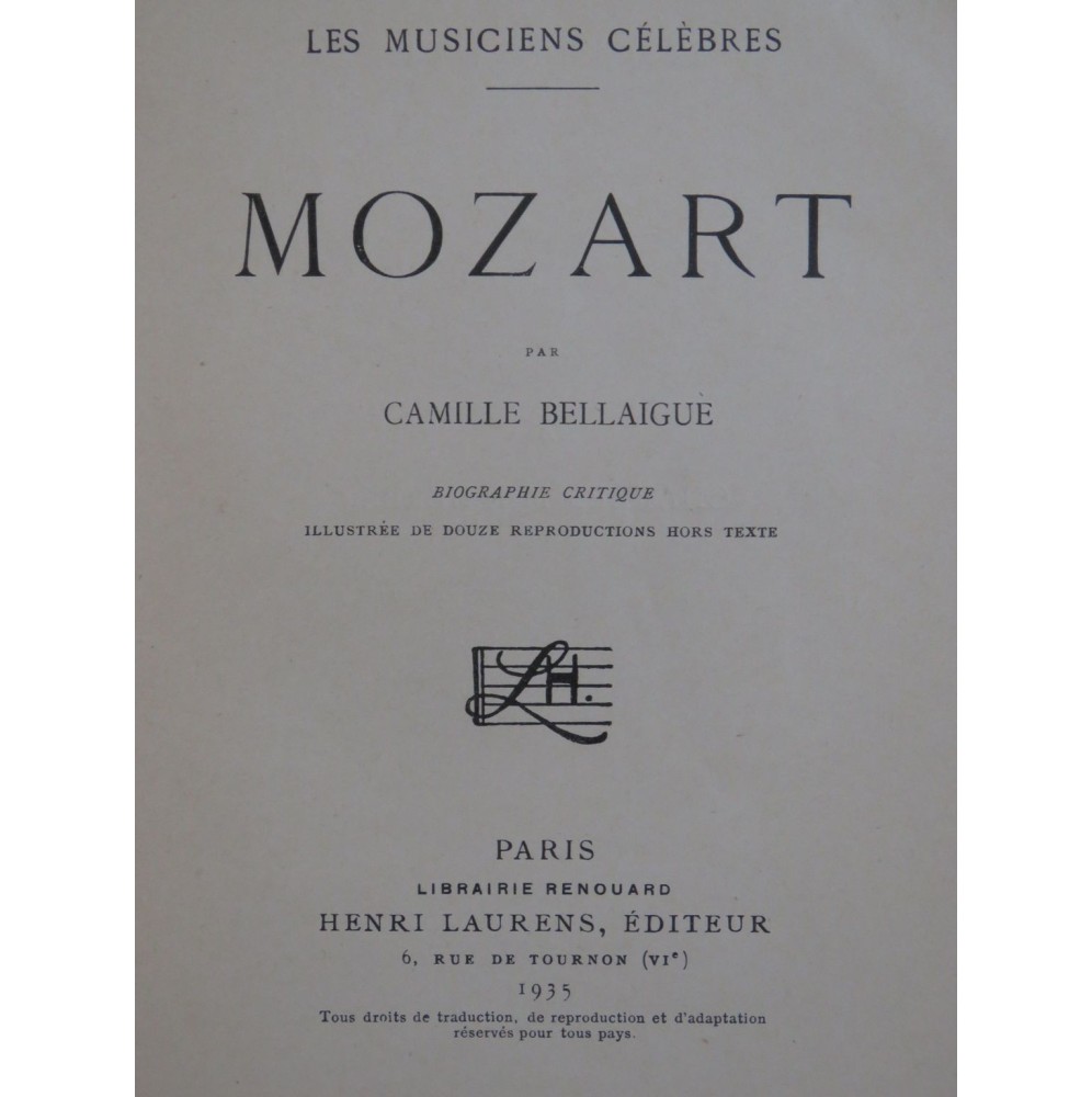 BELLAIGUE Camille Mozart Biographie Critique 1935