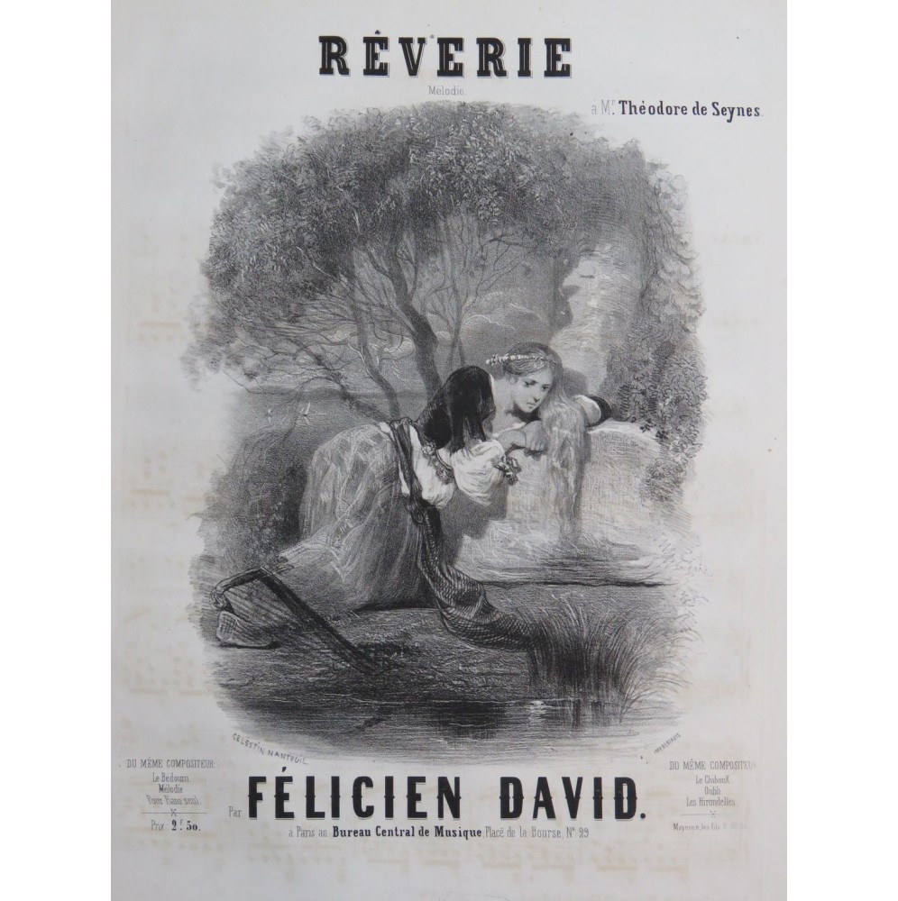 DAVID Félicien Rêverie Chant Piano ca1840