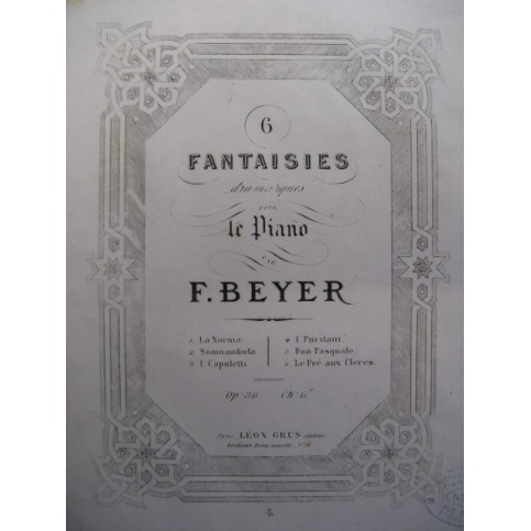 BEYER Ferdinand Hérold Le Pré au Clercs Piano 1868
