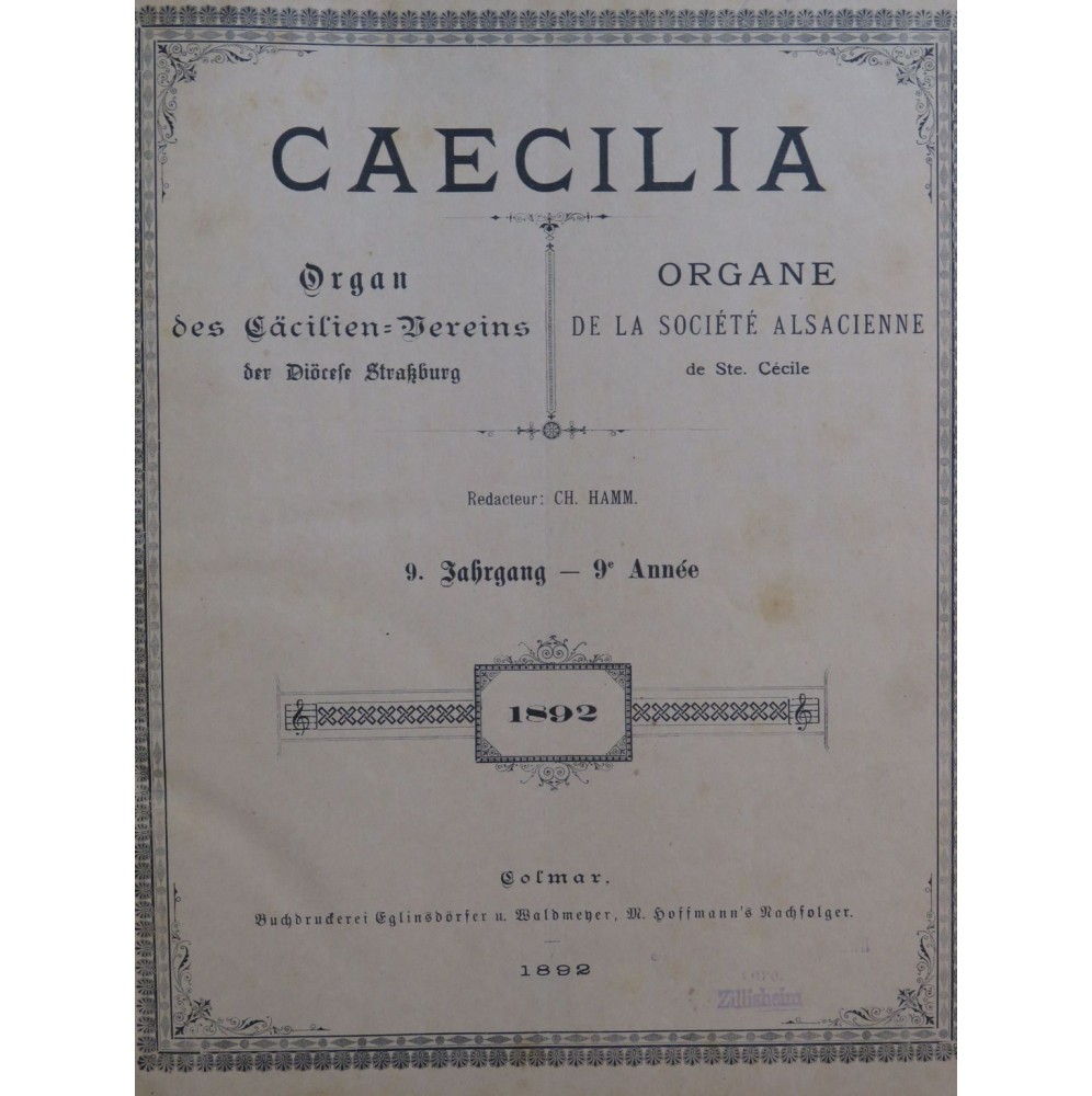 Caecilia 1892 à 1894 Chant Orgue 1894