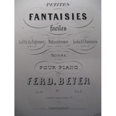 BEYER Ferdinand La Fille du Régiment op 36 Piano XIXe