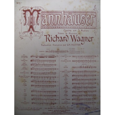 WAGNER Richard Tannhäuser No 12 Prière d'Elisabeth Chant Piano ﻿