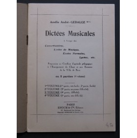 GEDALGE Amélie André Dictées Musicales 3e Volume 1923