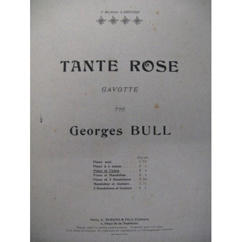 BULL Georges Tante Rose Piano Violon 1900