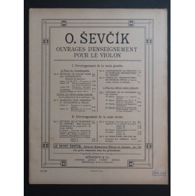 SEVCIK Otakar Méthode de la Technique du Violon 4ème Partie Violon 1901