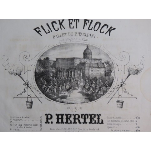 HERTEL P. Flick et Flock Quadrille Piano 4 mains ca1863