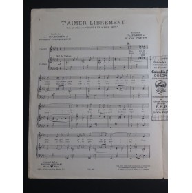 PARÈS Ph. PARYS G. Van T'aimer Librement Chant Piano 1927