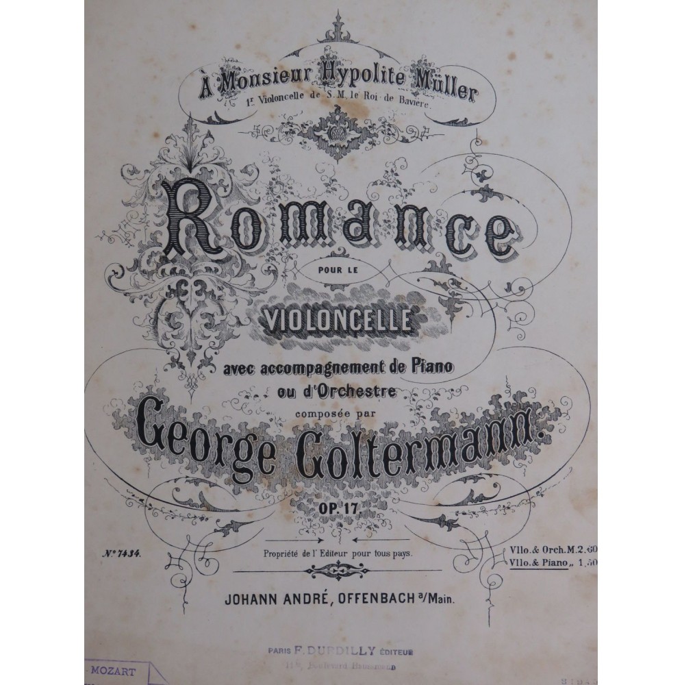 GOLTERMANN George Romance op 17 Piano Violoncelle ca1881