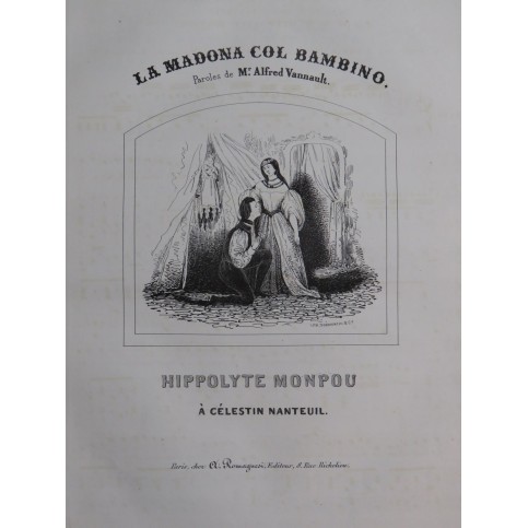 MONPOU Hippolyte La Madona Col Bambino Chant Piano ca1830