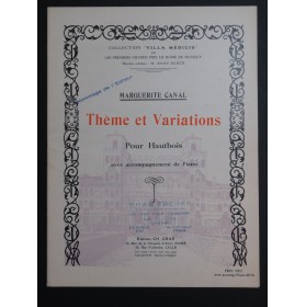 CANAL Marguerite Thème et Variations Piano Hautbois