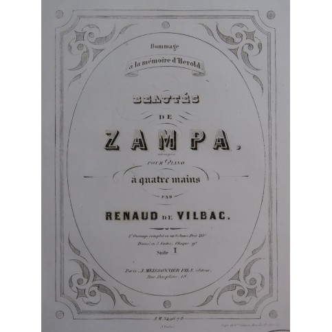 DE VILBAC Renaud Beautés de Zampa Suite No 1 Piano 4 mains ca1855