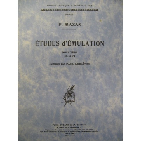 MAZAS F. Etudes d'émulation op 36 No 2 Violon