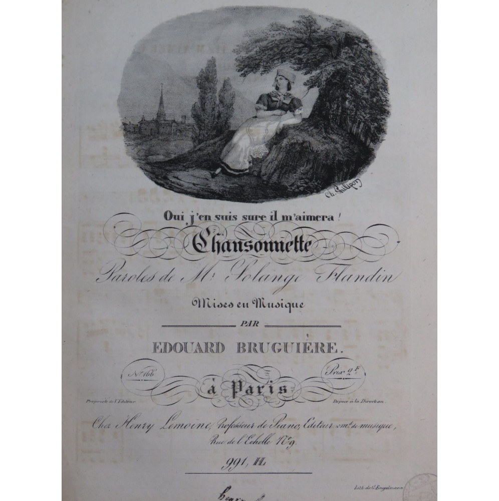 BRUGUIÈRE Edouard Oui j'en suis sûre il m'aimera Chant Piano ca1825