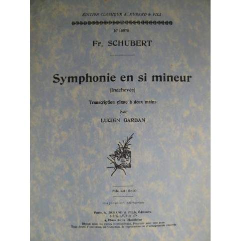 SCHUBERT Franz Symphonie Sim Piano 1934