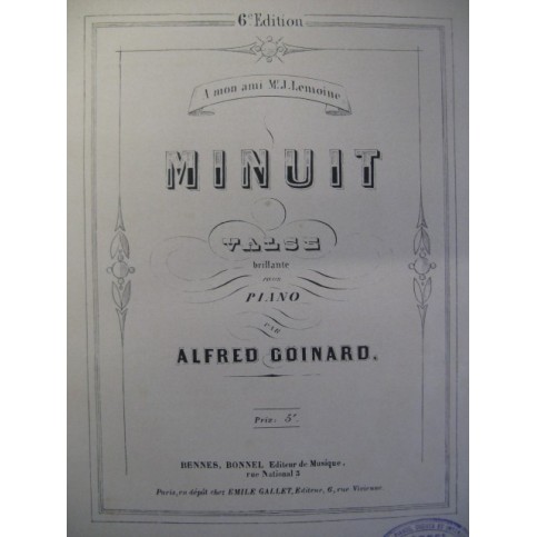 GOINARD Alfred Minuit Piano XIXe