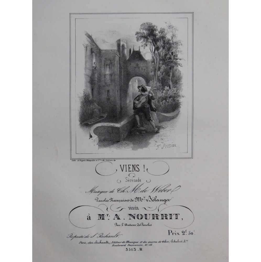 WEBER Ch. M. Viens Chant Piano ca1840