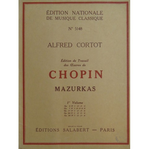 CHOPIN Frédéric Mazurkas Volume No 1 Alfred Cortot Piano 1943