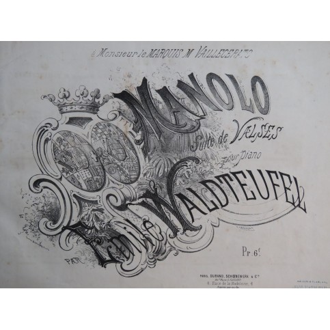 WALDTEUFEL Émile Manolo Piano ca1878