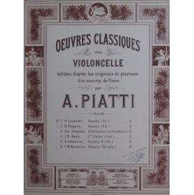 LOCATELLI Pietro Sonata en Ré Violoncelle Piano ca1895