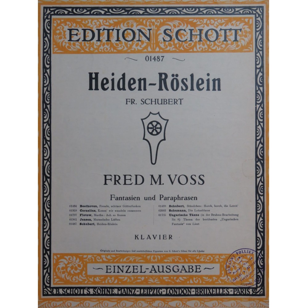 SCHUBERT Franz Haiden-Röslein Fred. M. Voss Piano