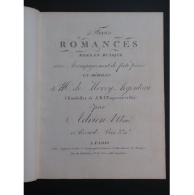 ADRIEN l'Ainé Trois Romances Chant Piano ou Harpe ca1820