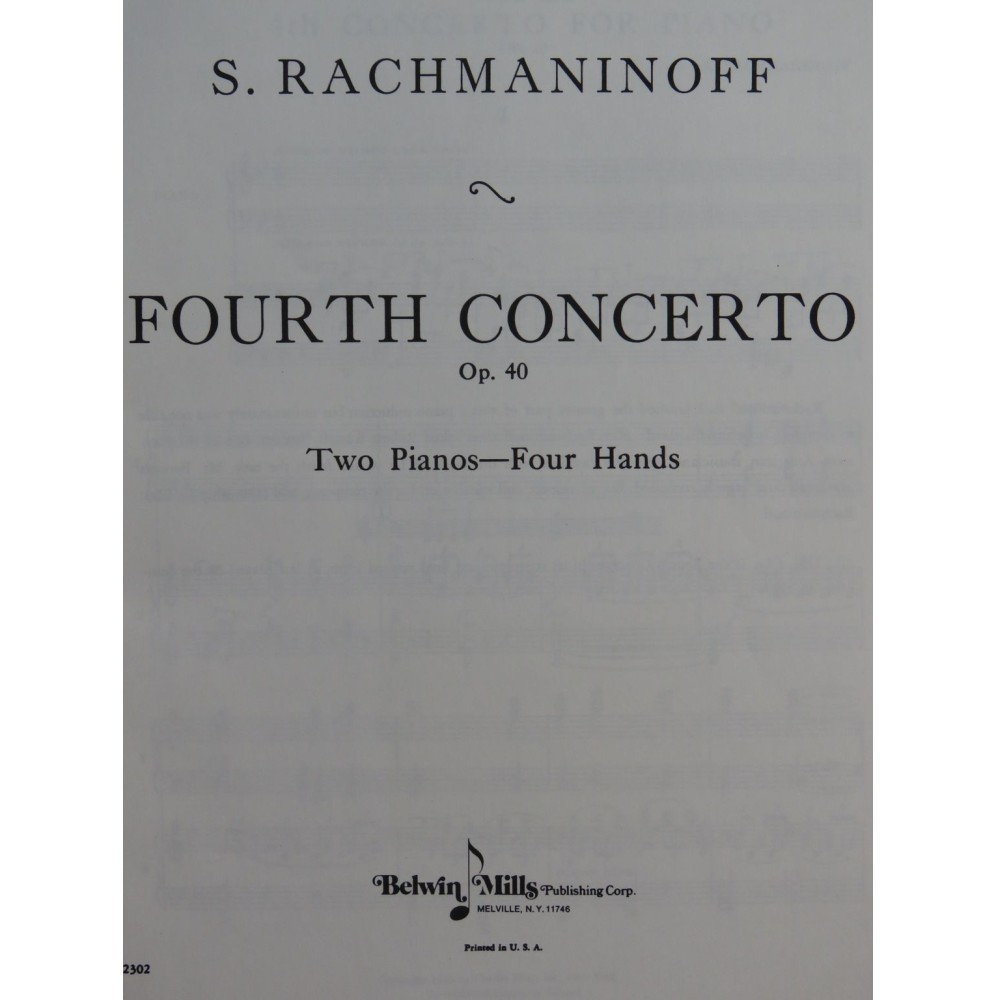 RACHMANINOFF Sergei Concerto No 4 op 40 2 Pianos 4 mains