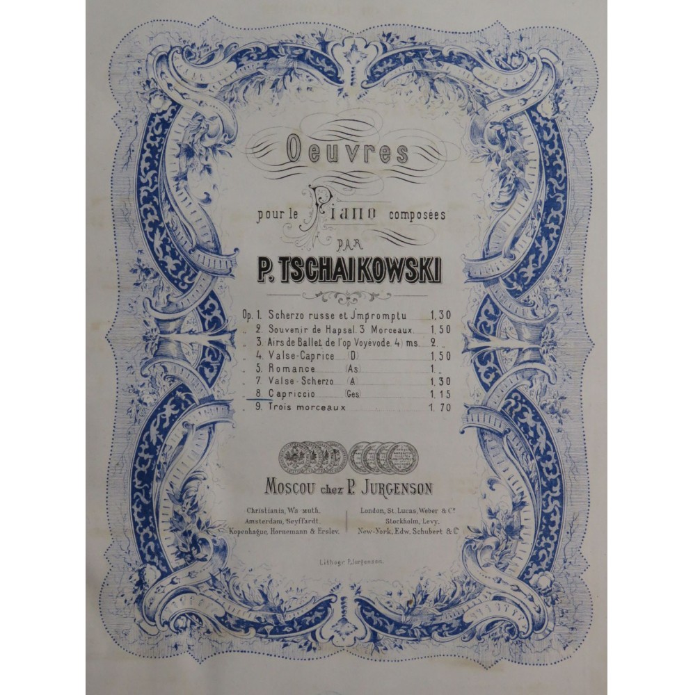 TSCHAIKOWSKY P. I. Capriccio op 8 Piano 1870