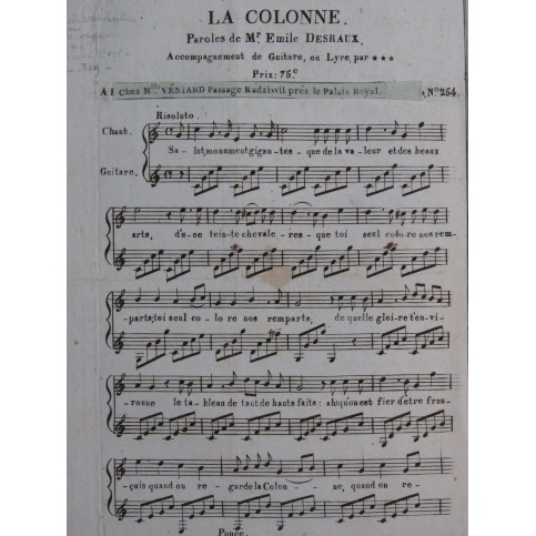 La Colonne Emile Desraux Chant Guitare ca1820