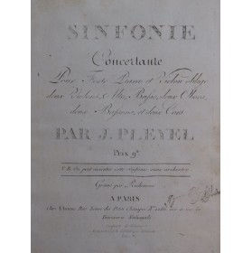 PLEYEL Ignace Symphonie Concertante op 57 Piano 1797