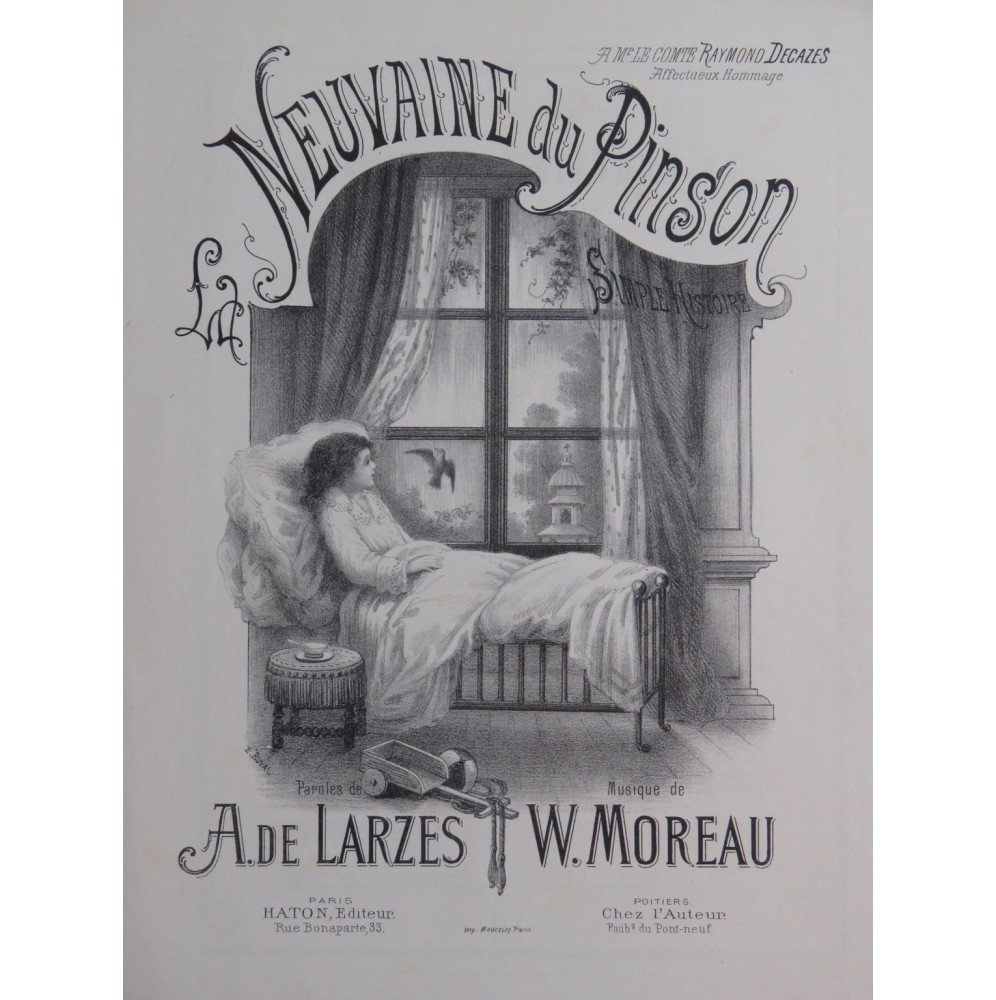 MOREAU W. La Neuvième du Pinson Chant Piano XIXe siècle