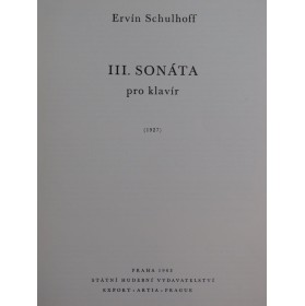 SCHULHOFF Ervin Sonate No 3 Piano 1963