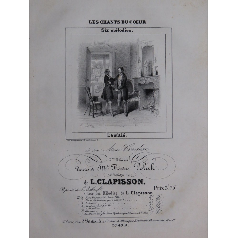 CLAPISSON Louis Les Chants du Coeur Chant Piano ca1820