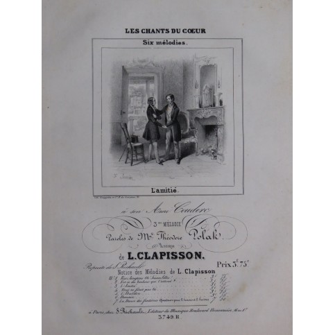 CLAPISSON Louis Les Chants du Coeur Chant Piano ca1820