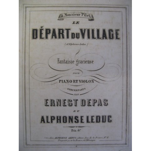 DEPAS LEDUC Le Départ au Village Violon Piano 1859