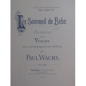 WACHS Paul Le Sommeil de Bébé Piano Violon