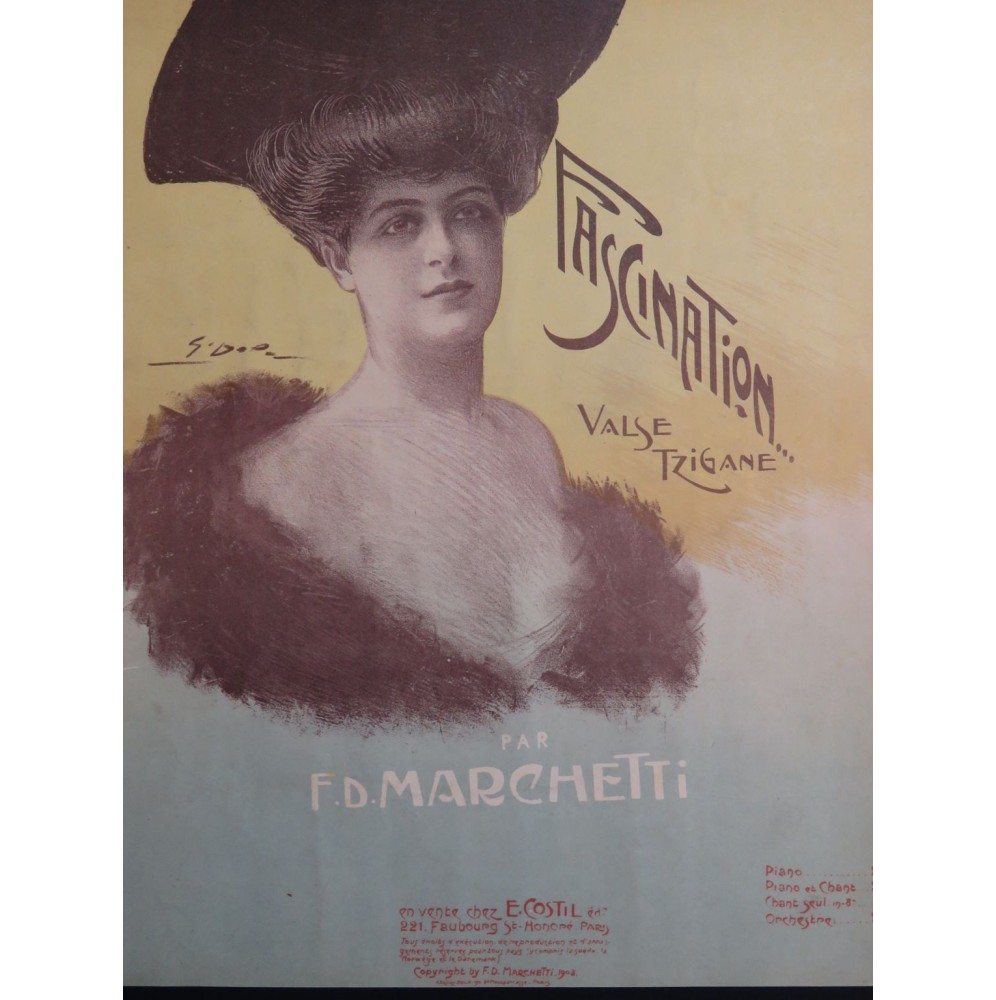 MARCHETTI F. D. Fascination Chant Piano 1905